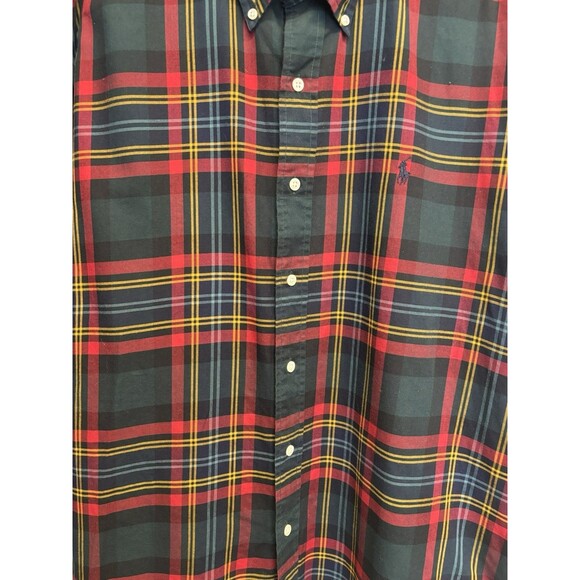 POLO RALPH LAUREN Plaid Checkered Button Down Shirt XXL RED BLUE GREEN PONY - Picture 3 of 9